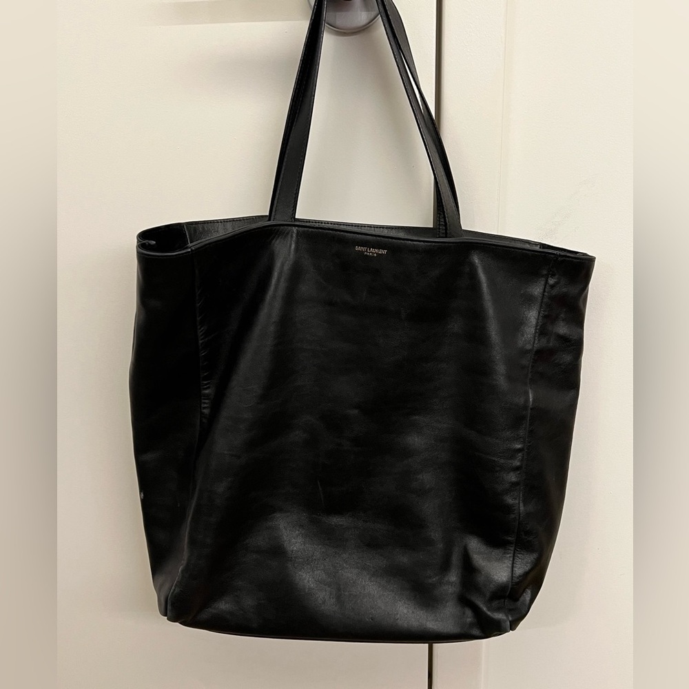 Saint Laurent Black Leather Tote Bag